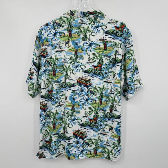 Ocean & Coast shirt men's L Hawaiian tropical floral beach bird print button - Picture 3 of 8